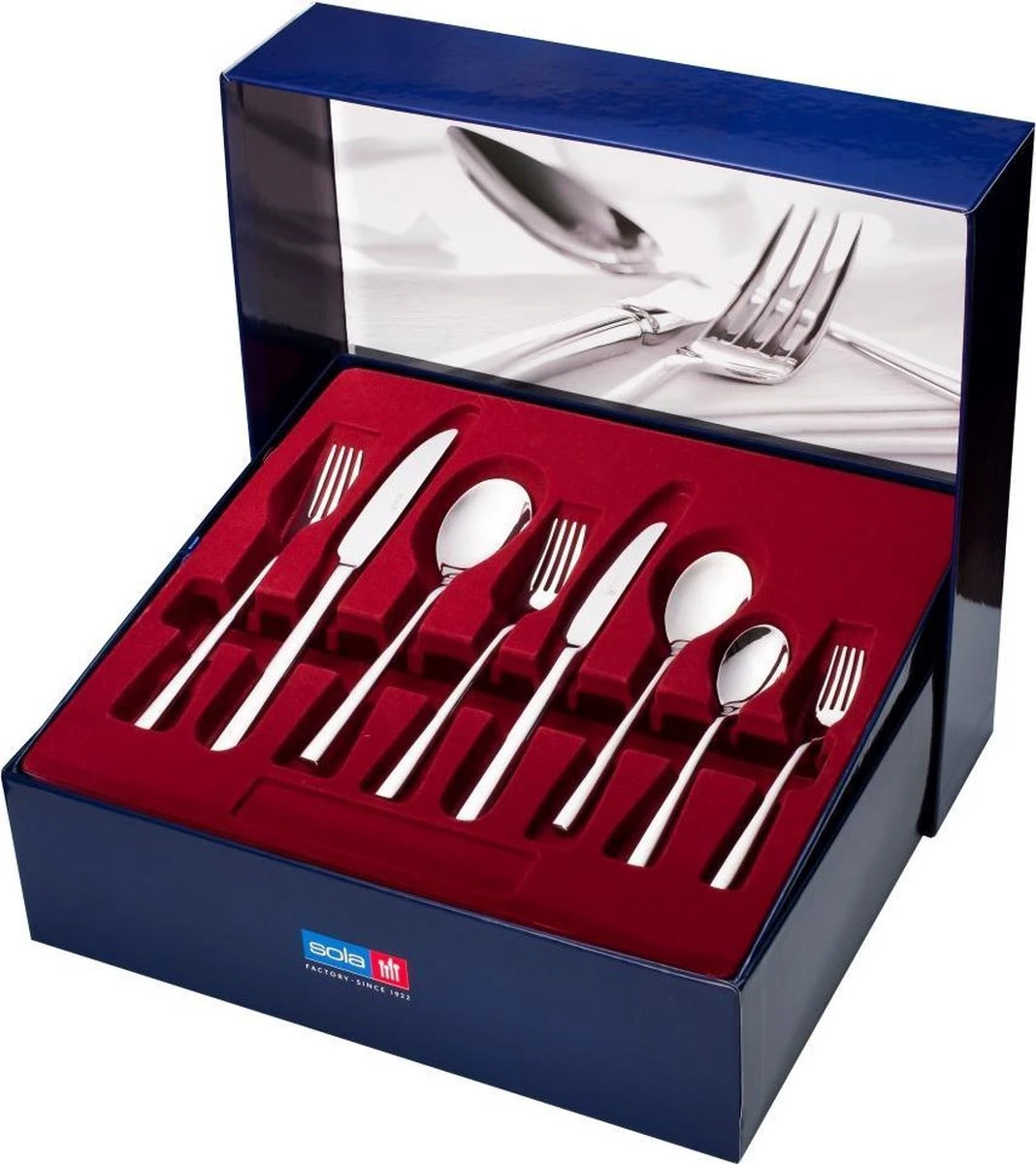 Sola Bestekset Montreux - Modern - 12 Persoons - 100 Delig - Zilverwit Edelstaal 18/10 - RVS - Zilver 2 Sola Bestekset Montreux - Modern - 12 Persoons - 100 Delig - Zilverwit Edelstaal 18/10 - RVS - Zilver - Image 2