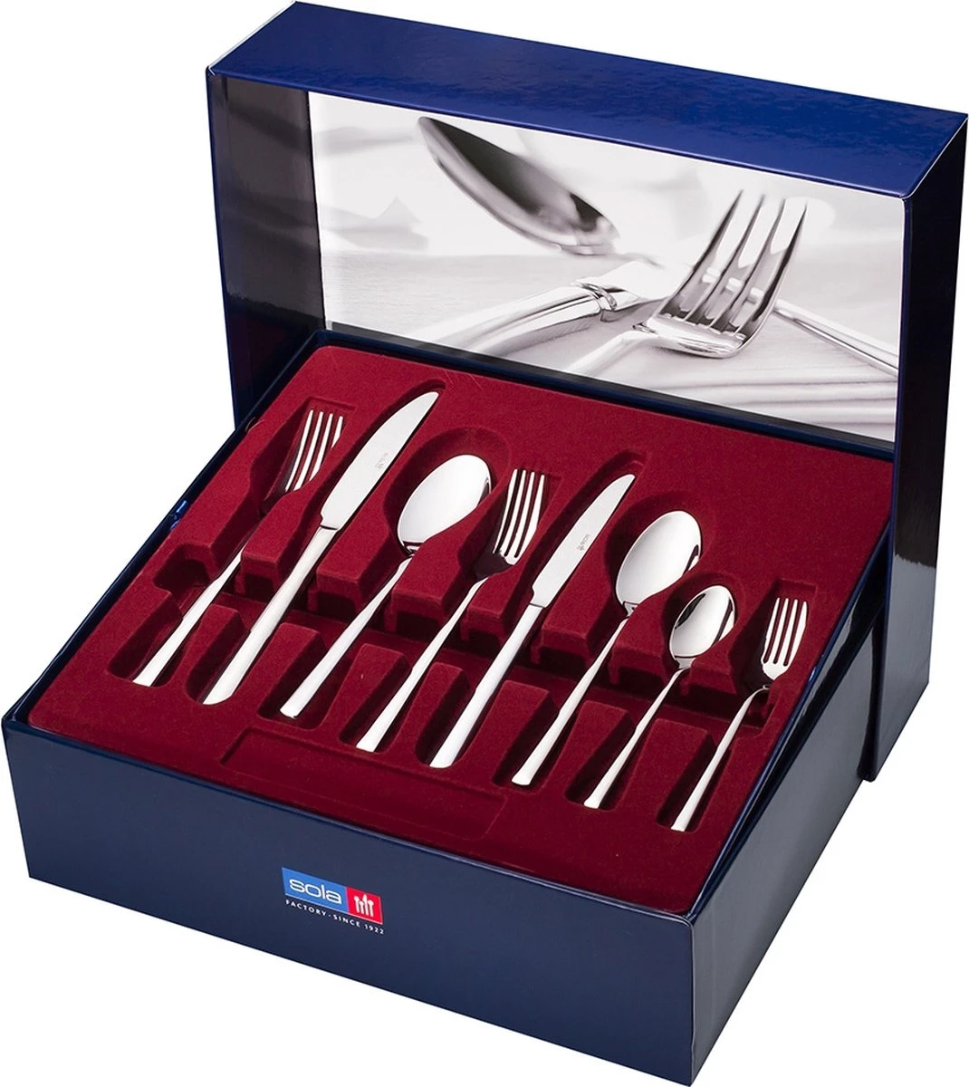 Sola Bestekset Luxor - Modern - 9 Persoons - 90 Delig - Zilverwit Edelstaal 18/10 - RVS - Zilver 2 Sola Bestekset Luxor - Modern - 9 Persoons - 90 Delig - Zilverwit Edelstaal 18/10 - RVS - Zilver - Image 2