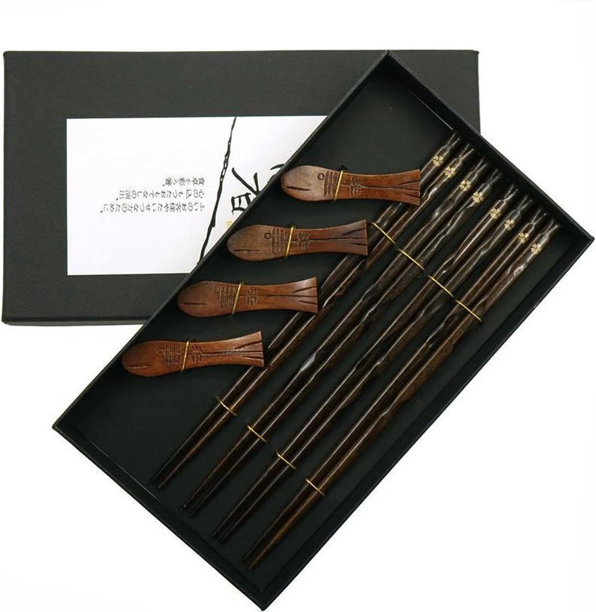 Asiansticks - Luxe Houten Chopsticks Met Houder - Sushiset Voor 4 Personen - Cadeauset 1 Asiansticks - Luxe Houten Chopsticks Met Houder - Sushiset Voor 4 Personen - Cadeauset