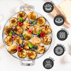 IRONO Poffertjespan Set - Incl. Doseerfles, Kwast En Vork - Poffertjespan Inductie En Electrisch - Poffertjesmaker 19 Poffertjes - Poffertjes Maken - Spuitfles - Cadeau Voor Mannen En Vrouwen -Beste Keuken Serie Winkel 1198x1200 6