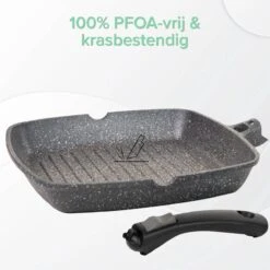 Coninx Grillpan 28CM - Steakpan - Afneembare Handgreep - PFAS-vrij - Grijs -Beste Keuken Serie Winkel 1198x1200 8