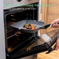 Coninx Grillpan 28CM - Steakpan - Afneembare Handgreep - PFAS-vrij - Grijs -Beste Keuken Serie Winkel 1198x1200 9