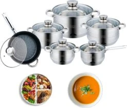 Royal Swiss -Jumbo 12 Delig Set-Inductie Pannenset -Alle Warmtebronnen