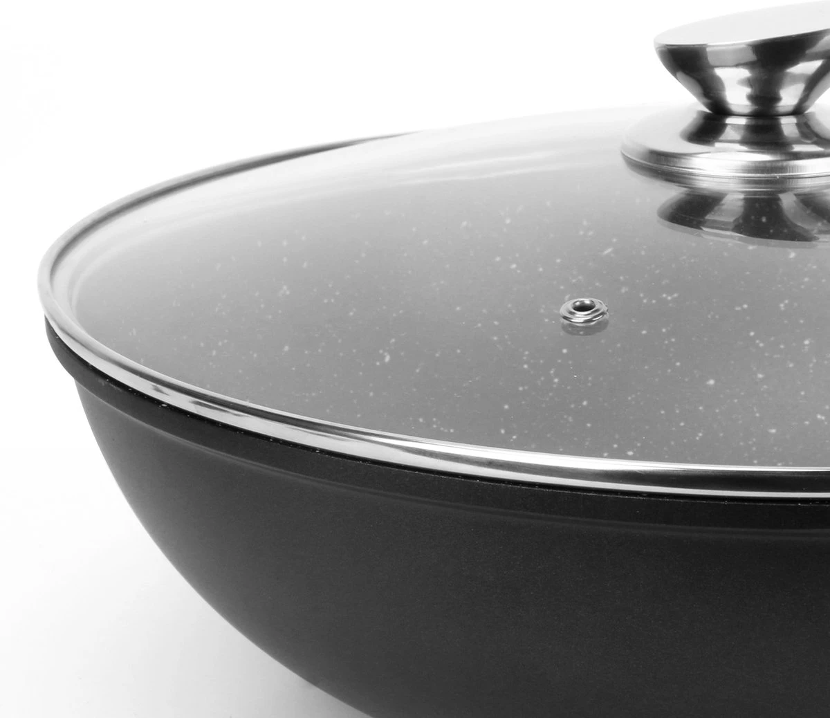 Swiss Pro+ Wokpan - Met Glazen Deksel - 28cm - Zwart 2 Swiss Pro+ Wokpan - Met Glazen Deksel - 28cm - Zwart - Image 2