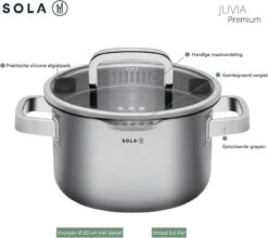 Sola Pannenset Juvia - 4 Delig - Ø 16,16,18,20 Cm - Zilver - RVS - Sandwichbodem -Beste Keuken Serie Winkel 1200x1069