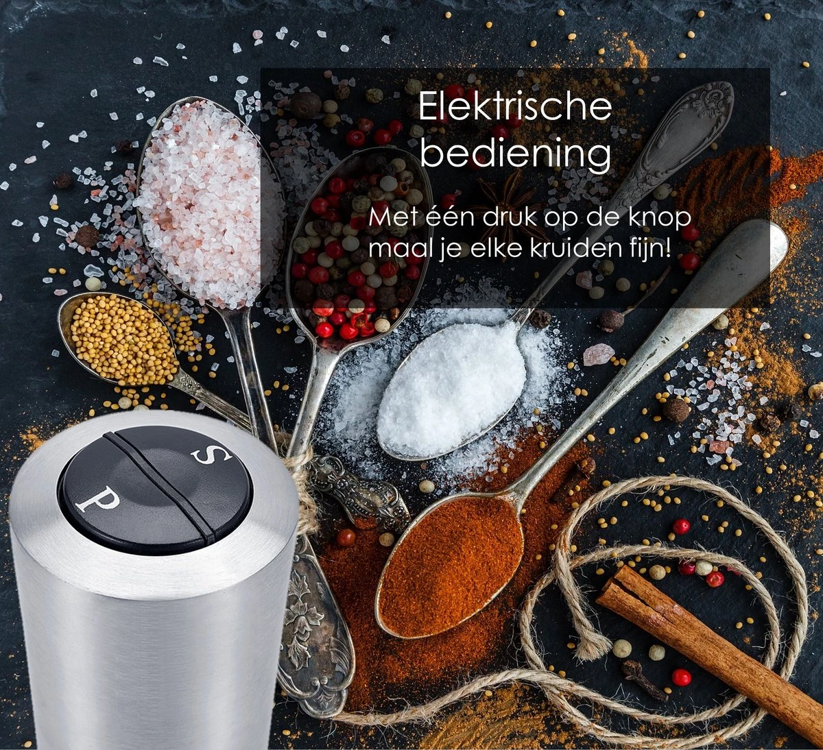 KROMS Peper En Zoutmolen Set - Peper En Zoutmolen Set Elektrisch -2 In 1 - Instelbare Maalgraad - Pepermolen - Zoutmolen - Peper En Zoutmolen Elektrisch 3 KROMS Peper En Zoutmolen Set - Peper En Zoutmolen Set Elektrisch -2 In 1 - Instelbare Maalgraad - Pepermolen - Zoutmolen - Peper En Zoutmolen Elektrisch - Image 3