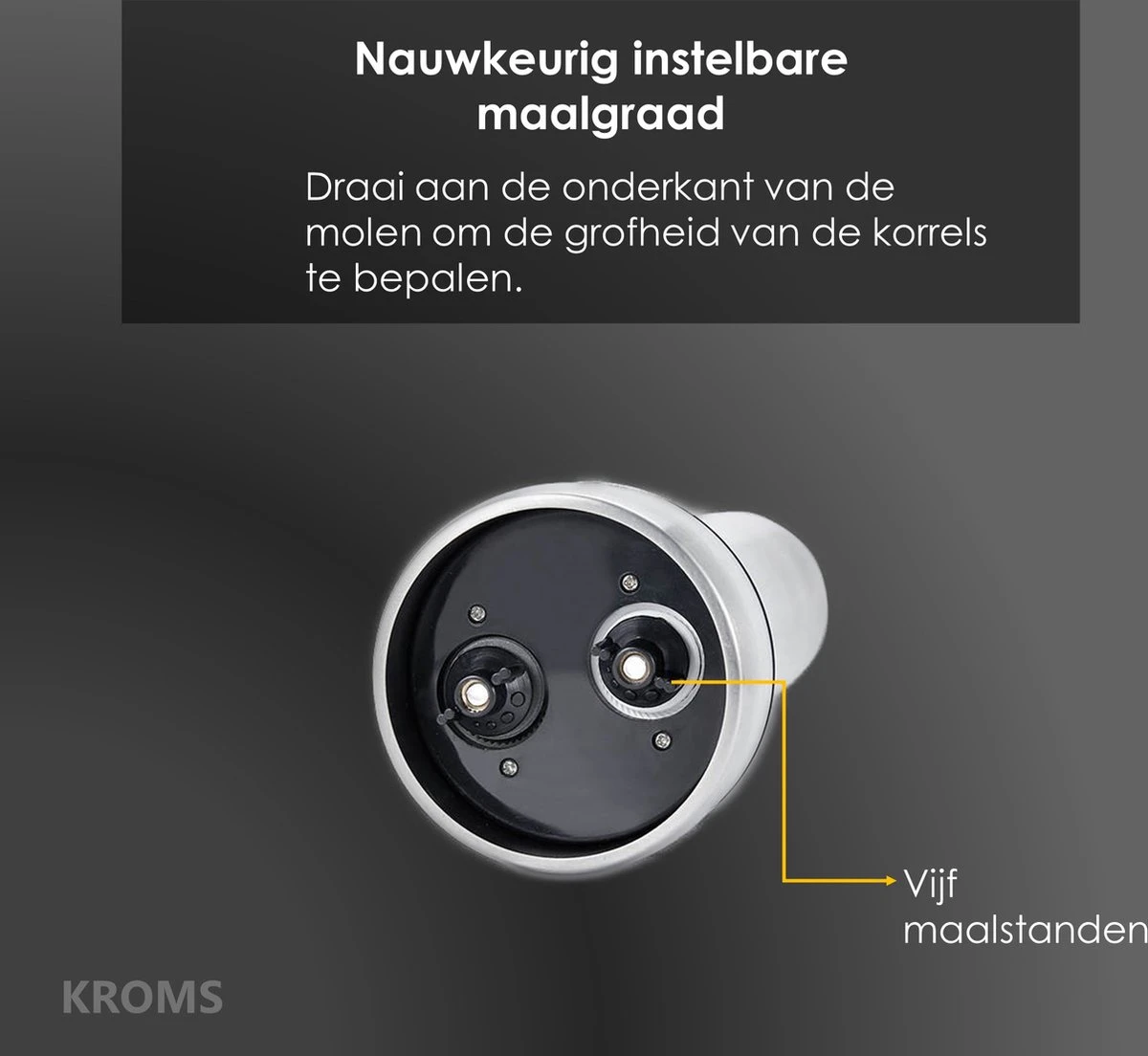 KROMS Peper En Zoutmolen Set - Peper En Zoutmolen Set Elektrisch -2 In 1 - Instelbare Maalgraad - Pepermolen - Zoutmolen - Peper En Zoutmolen Elektrisch 4 KROMS Peper En Zoutmolen Set - Peper En Zoutmolen Set Elektrisch -2 In 1 - Instelbare Maalgraad - Pepermolen - Zoutmolen - Peper En Zoutmolen Elektrisch - Image 4
