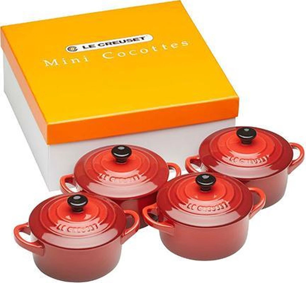 Le Creuset Aardewerken Mini Pannetjes Set Van 4 Stuks Kersenrood 2 Le Creuset Aardewerken Mini Pannetjes Set Van 4 Stuks Kersenrood - Image 2
