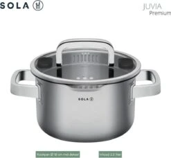 Sola Pannenset Juvia - 4 Delig - Ø 16,16,18,20 Cm - Zilver - RVS - Sandwichbodem -Beste Keuken Serie Winkel 1200x1110