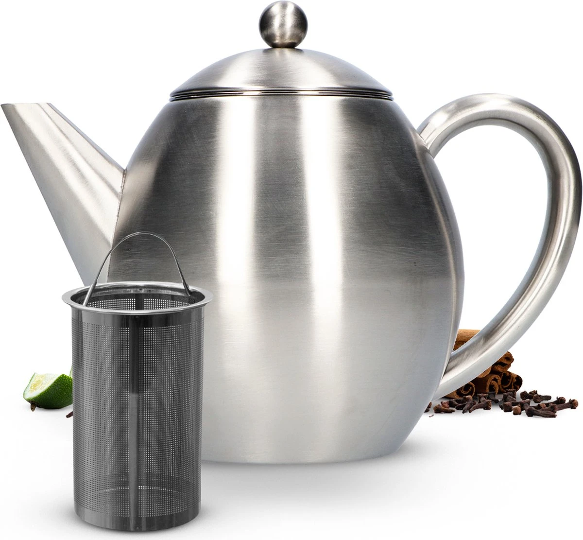 Vaja Valerie - Theepot Met Filter - Dubbelwandig - RVS - 1.2L 1 Vaja Valerie - Theepot Met Filter - Dubbelwandig - RVS - 1.2L