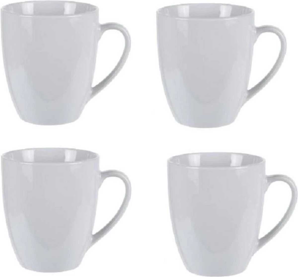 Excellent Houseware Set Van 4x Stuks Bekers/mokken Wit 380 Ml Van Porselein - Melkbekers 2 Excellent Houseware Set Van 4x Stuks Bekers/mokken Wit 380 Ml Van Porselein - Melkbekers - Image 2