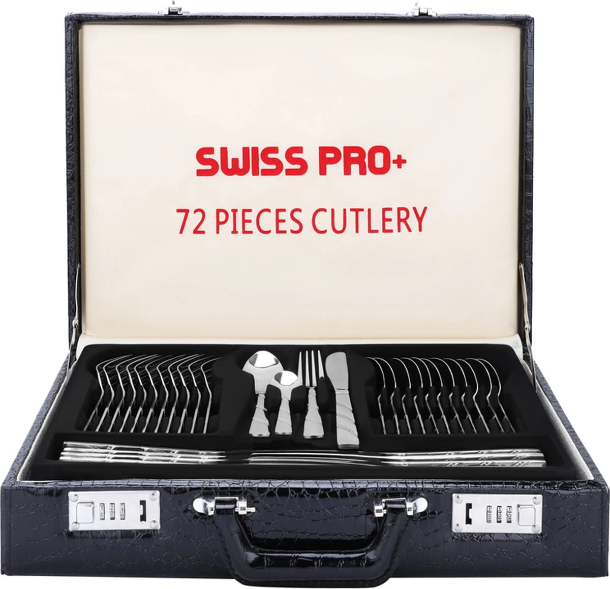 Swiss Pro+ Bestekset In Koffer-72 Delig-12 Persoons-Zwitsers Kwaliteit-Complete Set-100% Roestvrijstaal-Modern 2 Swiss Pro+ Bestekset In Koffer-72 Delig-12 Persoons-Zwitsers Kwaliteit-Complete Set-100% Roestvrijstaal-Modern - Image 2