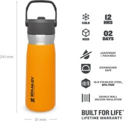 Stanley The IceFlow™ Flip Straw Water Bottle 0,65L - Thermosfles - Saffron -Beste Keuken Serie Winkel 1200x1170 2