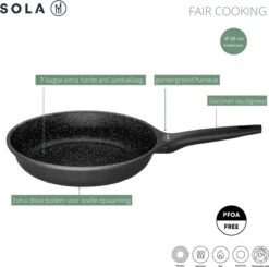 Sola Koekenpan Fair Cooking - Ø 28 Cm - Zwart/wit - Aluminium - Antiaanbaklaag -Beste Keuken Serie Winkel 1200x1189 1