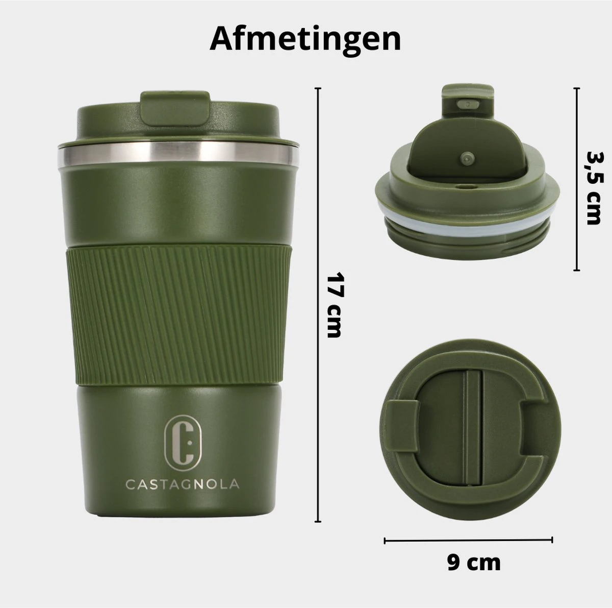 Castagnola Design RVS Koffiebeker To Go - Groen - 380ml - Thermosbeker - Theebeker 6 Castagnola Design RVS Koffiebeker To Go - Groen - 380ml - Thermosbeker - Theebeker - Image 6