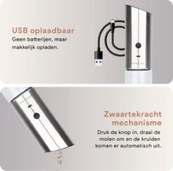 DODANA Premium Peper - & Zoutmolen Elektrisch - 1 Stuk - Pepermolen - Zoutmolen - Oplaadbaar - USB - Elektrische Pepermolen - RVS - Zwaartekracht Functie - LED Lamp - Nl Handleiding - Incl Borsteltje 11 DODANA Premium Peper - & Zoutmolen Elektrisch - 1 Stuk - Pepermolen - Zoutmolen - Oplaadbaar - USB - Elektrische Pepermolen - RVS - Zwaartekracht Functie - LED Lamp - Nl Handleiding - Incl Borsteltje -Beste Keuken Serie Winkel 1200x1192