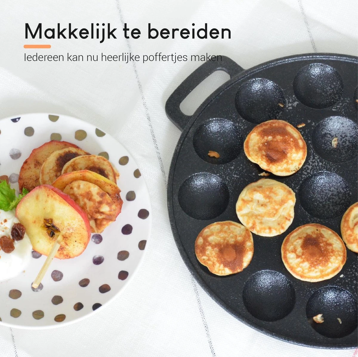 Ocina Poffertjespan – Combo Pack – 19 Poffertjes – Poffertjesmaker – Poffertjespan Inductie – Poffertjespan Electrisch – Gietijzeren Pan - Inclusief Doseerfles, Handvaten, 6x Poffertjesvorken En Invetkwast – Gratis Receptenboek 9 Ocina Poffertjespan – Combo Pack – 19 Poffertjes – Poffertjesmaker – Poffertjespan Inductie – Poffertjespan Electrisch – Gietijzeren Pan - Inclusief Doseerfles, Handvaten, 6x Poffertjesvorken En Invetkwast – Gratis Receptenboek - Image 9
