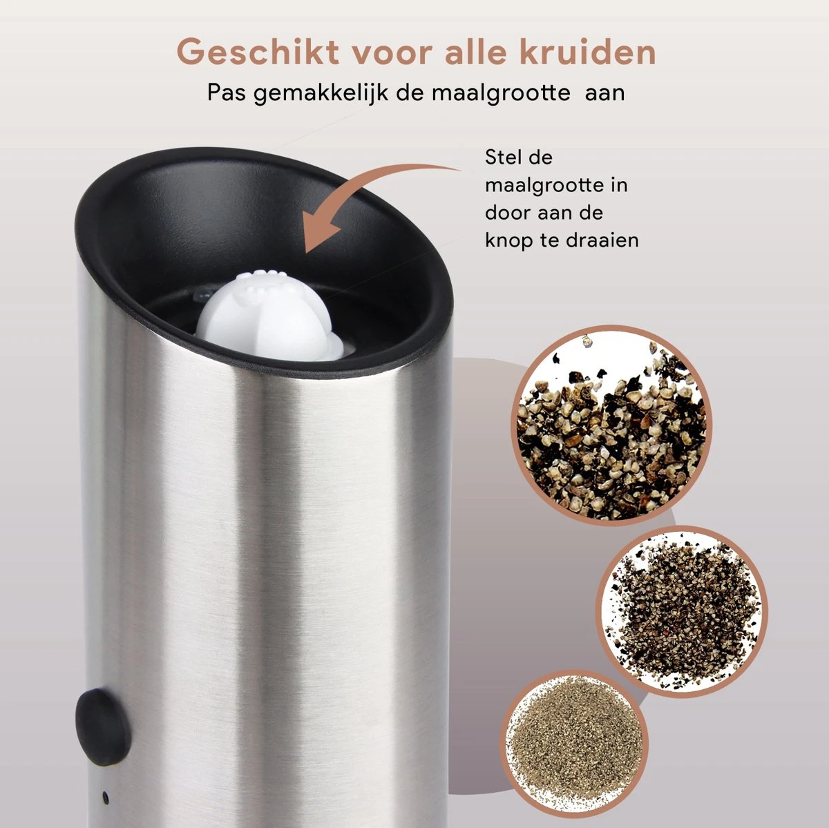 DODANA Premium Peper - & Zoutmolen Elektrisch - 1 Stuk - Pepermolen - Zoutmolen - Oplaadbaar - USB - Elektrische Pepermolen - RVS - Zwaartekracht Functie - LED Lamp - Nl Handleiding - Incl Borsteltje 5 DODANA Premium Peper - & Zoutmolen Elektrisch - 1 Stuk - Pepermolen - Zoutmolen - Oplaadbaar - USB - Elektrische Pepermolen - RVS - Zwaartekracht Functie - LED Lamp - Nl Handleiding - Incl Borsteltje - Image 5