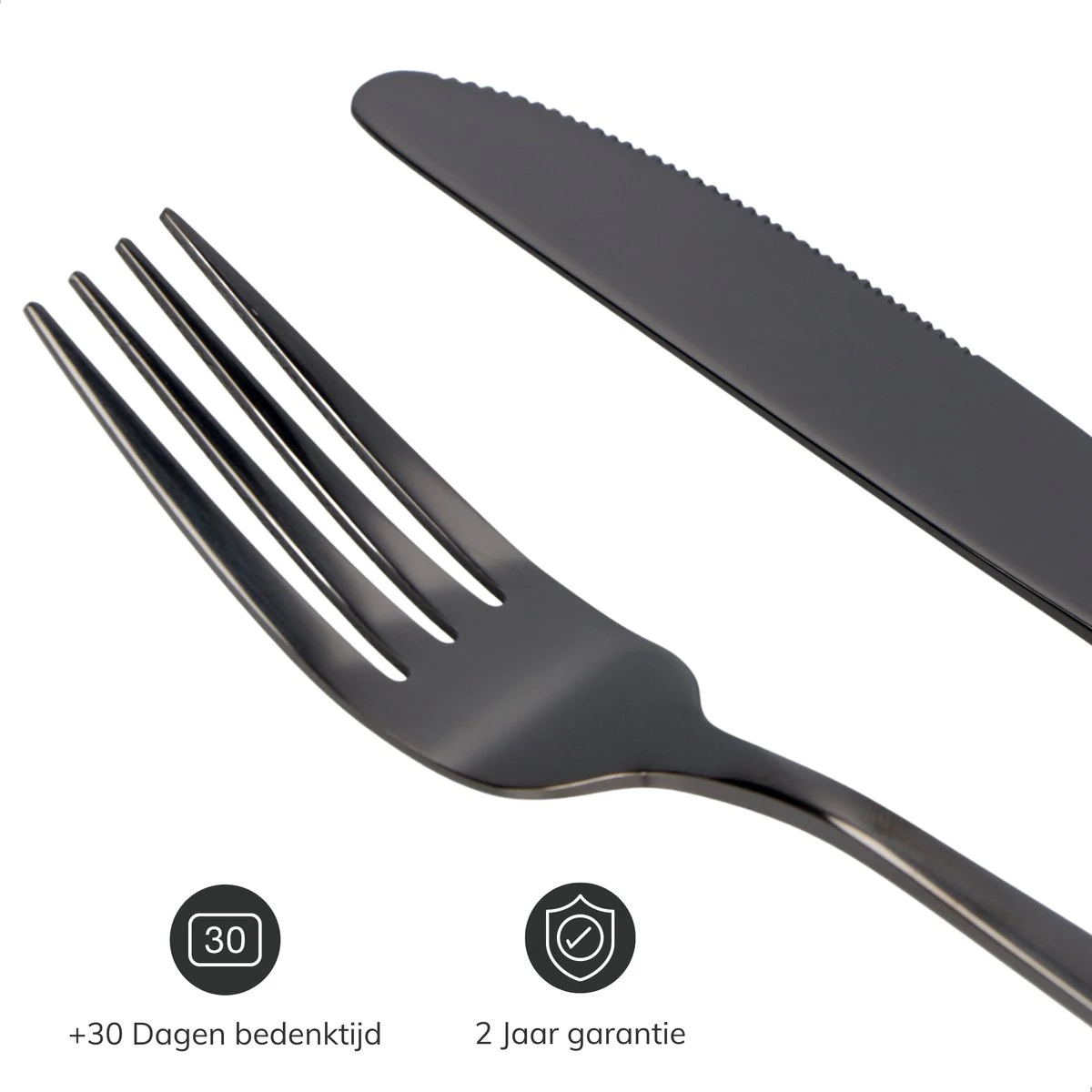 Deleca 6 Persoons Bestekset (36-delig) - Lepels, Messen, Vorken & Steakmessen - Vaatwasserbestendig - Zwart / RVS 2 Deleca 6 Persoons Bestekset (36-delig) - Lepels, Messen, Vorken & Steakmessen - Vaatwasserbestendig - Zwart / RVS - Image 2