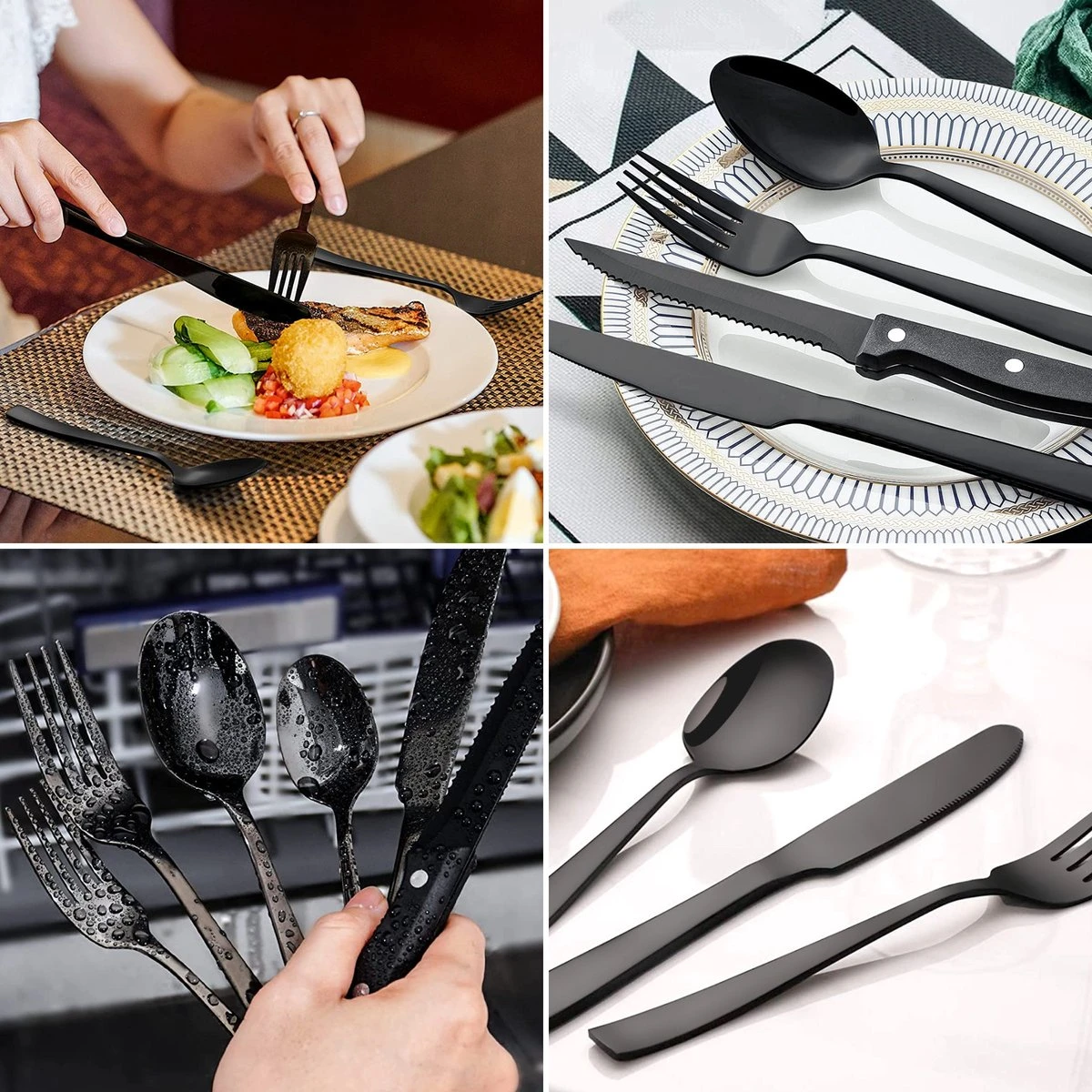 Deleca 6 Persoons Bestekset (36-delig) - Lepels, Messen, Vorken & Steakmessen - Vaatwasserbestendig - Zwart / RVS 4 Deleca 6 Persoons Bestekset (36-delig) - Lepels, Messen, Vorken & Steakmessen - Vaatwasserbestendig - Zwart / RVS - Image 4