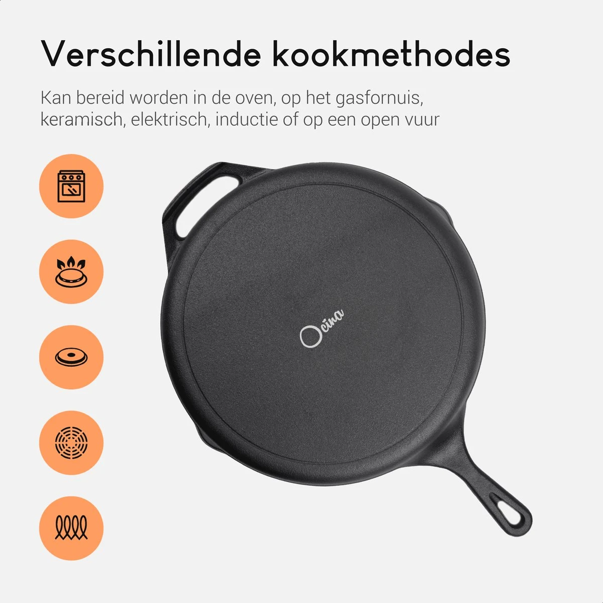 Ocina Gietijzeren Pan – ø30,5cm - Skillet - Koekenpan – Hapjespan – Koekenpan Inductie – Koekenpannenset - Gietijzeren Pan Bbq - Gietijzer 9 Ocina Gietijzeren Pan – ø30,5cm - Skillet - Koekenpan – Hapjespan – Koekenpan Inductie – Koekenpannenset - Gietijzeren Pan Bbq - Gietijzer - Image 9