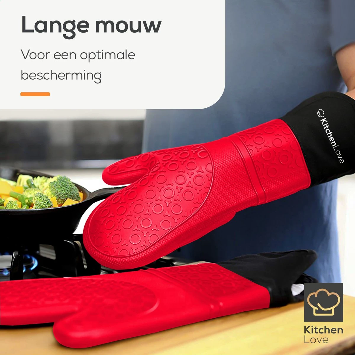 KitchenLove Ovenwanten - 2 Stuks Ovenhandschoenen - Hittebestendig Tot 250 °C - Siliconen - Rood 9 KitchenLove Ovenwanten - 2 Stuks Ovenhandschoenen - Hittebestendig Tot 250 °C - Siliconen - Rood - Image 9