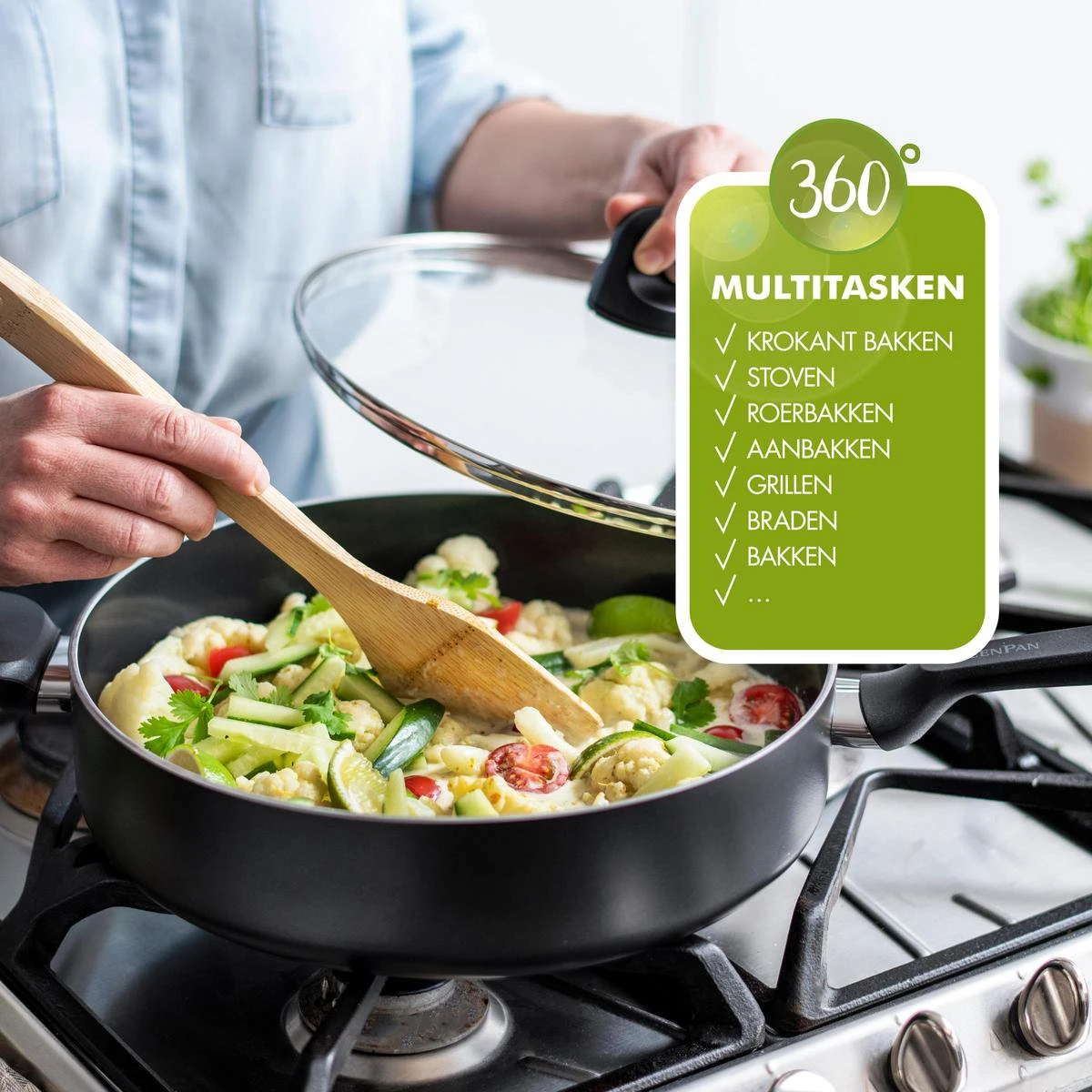 GreenPan Memphis Hapjespan 28cm - Zwart - Inductie - PFAS-vrij 12 GreenPan Memphis Hapjespan 28cm - Zwart - Inductie - PFAS-vrij - Image 12