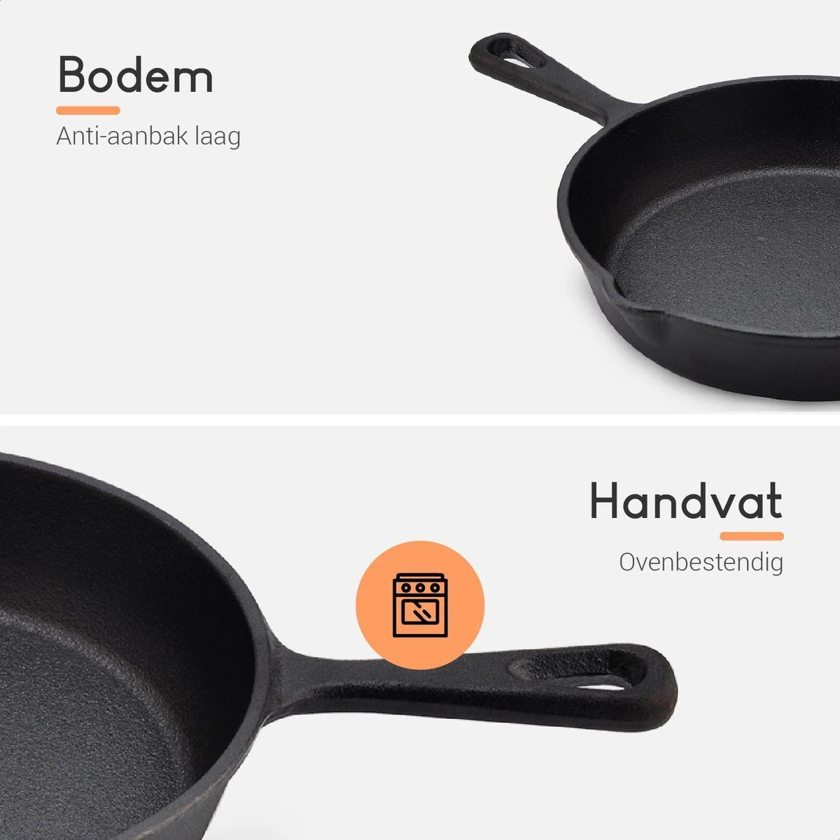 Ocina Gietijzeren Pan – Set Van 3 Stuks – ø25cm, ø19.5cm En ø16cm - Skillet - Koekenpan – Hapjespan – Koekenpan Inductie – Koekenpannenset - Gietijzeren Pan Bbq - Gietijzer - Incl. Receptenboek 4 Ocina Gietijzeren Pan – Set Van 3 Stuks – ø25cm, ø19.5cm En ø16cm - Skillet - Koekenpan – Hapjespan – Koekenpan Inductie – Koekenpannenset - Gietijzeren Pan Bbq - Gietijzer - Incl. Receptenboek - Image 4