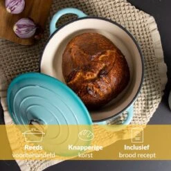 Chefarone Gietijzeren Pan - Braadpan Inclusief Deksel - Geschikt Voor Alle Warmtebronnen - Geëmailleerd Blauw -Beste Keuken Serie Winkel 1200x1200 412