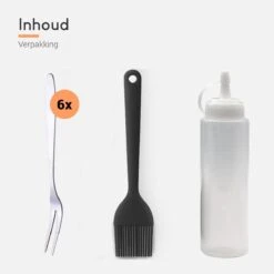 Ocina Poffertjespan Accessoires Set - Doseerfles - Poffertjes Spuitfles - 6x Poffertjes Vork - Kwast - Siliconen Kwast - Bakkwast - Gratis Poffertjes E-Book -Beste Keuken Serie Winkel 1200x1200 451