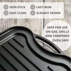 Nuovva Dubbelzijdig Gietijzeren Grillplaat - 50cm X 26cm -Beste Keuken Serie Winkel 1200x1200 464