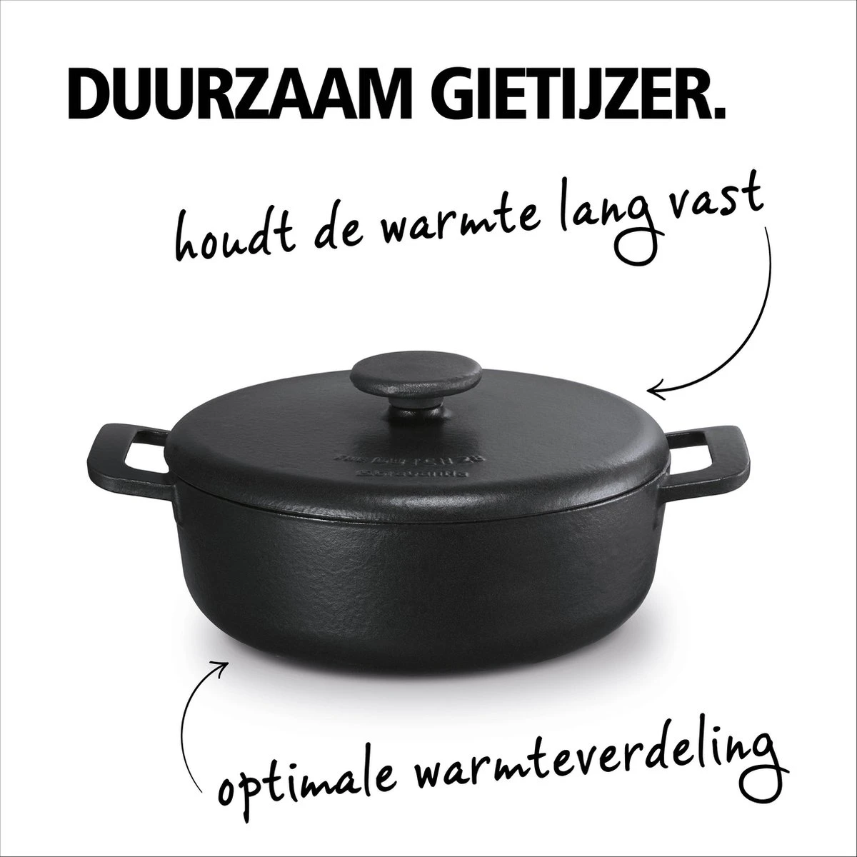 BRABANTIA THE DUTCH Gietijzeren Braadpan - Ø 28cm - MAT Zwart - Inductie 4 BRABANTIA THE DUTCH Gietijzeren Braadpan - Ø 28cm - MAT Zwart - Inductie - Image 4