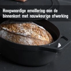 Gietijzeren Braadpan - Sudderpan Zwart Van Daumonet - Ovaal - Ø 29 Cm - 3 Liter - 100% PFAS & PFOA Vrij - Emaille - Geschikt Voor Alle Warmtebronnen - Elektrisch - Gas - Halogeen - Inductie - Keramisch - Vaatwasserbestendig -Beste Keuken Serie Winkel 1200x1200 486