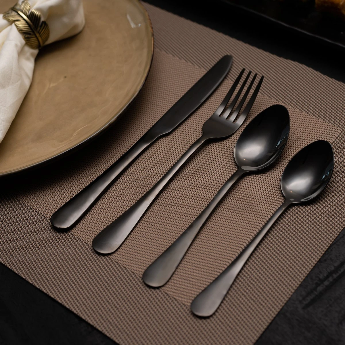 OEC Kitchen Bestekset 36-delig - Zwart - 6 Persoons - Steakmessen - Messen - Vorken - Lepels - RVS 3 OEC Kitchen Bestekset 36-delig - Zwart - 6 Persoons - Steakmessen - Messen - Vorken - Lepels - RVS - Image 3