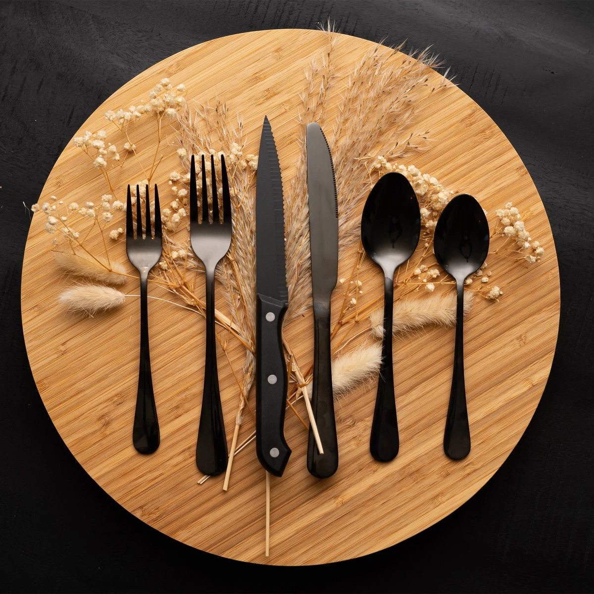 OEC Kitchen Bestekset 36-delig - Zwart - 6 Persoons - Steakmessen - Messen - Vorken - Lepels - RVS 4 OEC Kitchen Bestekset 36-delig - Zwart - 6 Persoons - Steakmessen - Messen - Vorken - Lepels - RVS - Image 4