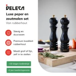 Deleca Luxe Peper En Zoutmolen Set - Met Geschenkdoos - Zout / Pepermolen - Rubberhout - Zwart & Goud -Beste Keuken Serie Winkel 1200x1200 558