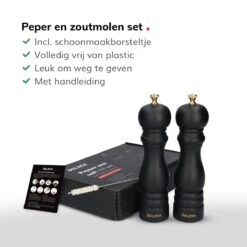Deleca Luxe Peper En Zoutmolen Set - Met Geschenkdoos - Zout / Pepermolen - Rubberhout - Zwart & Goud -Beste Keuken Serie Winkel 1200x1200 562