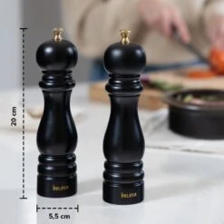 Deleca Luxe Peper En Zoutmolen Set - Met Geschenkdoos - Zout / Pepermolen - Rubberhout - Zwart & Goud -Beste Keuken Serie Winkel 1200x1200 563