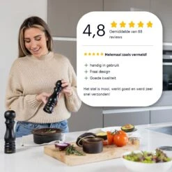 Deleca Luxe Peper En Zoutmolen Set - Met Geschenkdoos - Zout / Pepermolen - Rubberhout - Zwart & Goud -Beste Keuken Serie Winkel 1200x1200 564