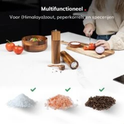 Deleca Luxe Peper En Zoutmolen Set - Zout / Pepermolen - Handmatig - Met Navul Lepel & Geschenkdoos - Acacia Hout - Rond -Beste Keuken Serie Winkel 1200x1200 568