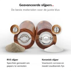 Deleca Luxe Peper En Zoutmolen Set - Zout / Pepermolen - Handmatig - Met Navul Lepel & Geschenkdoos - Acacia Hout - Rond -Beste Keuken Serie Winkel 1200x1200 574