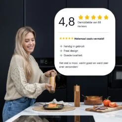 Deleca Luxe Peper En Zoutmolen Set - Zout / Pepermolen - Handmatig - Met Navul Lepel & Geschenkdoos - Acacia Hout - Rond -Beste Keuken Serie Winkel 1200x1200 575