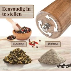 Dieux® - Peper En Zoutmolen Set - Cilinder Vorm - 22CM - Zout Peper Kruiden - 2 Stuks - Acacia Hout - Instelbare Maalgraad - Duurzaam - Luxe Kwaliteit - Hervulbaar - Pepermolen - Zoutmolen - BBQ Accesoires - Pasen -Beste Keuken Serie Winkel 1200x1200 577