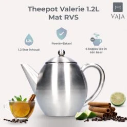 Vaja Valerie - Theepot Met Filter - Dubbelwandig - RVS - 1.2L 26 Vaja Valerie - Theepot Met Filter - Dubbelwandig - RVS - 1.2L -Beste Keuken Serie Winkel 1200x1200 641