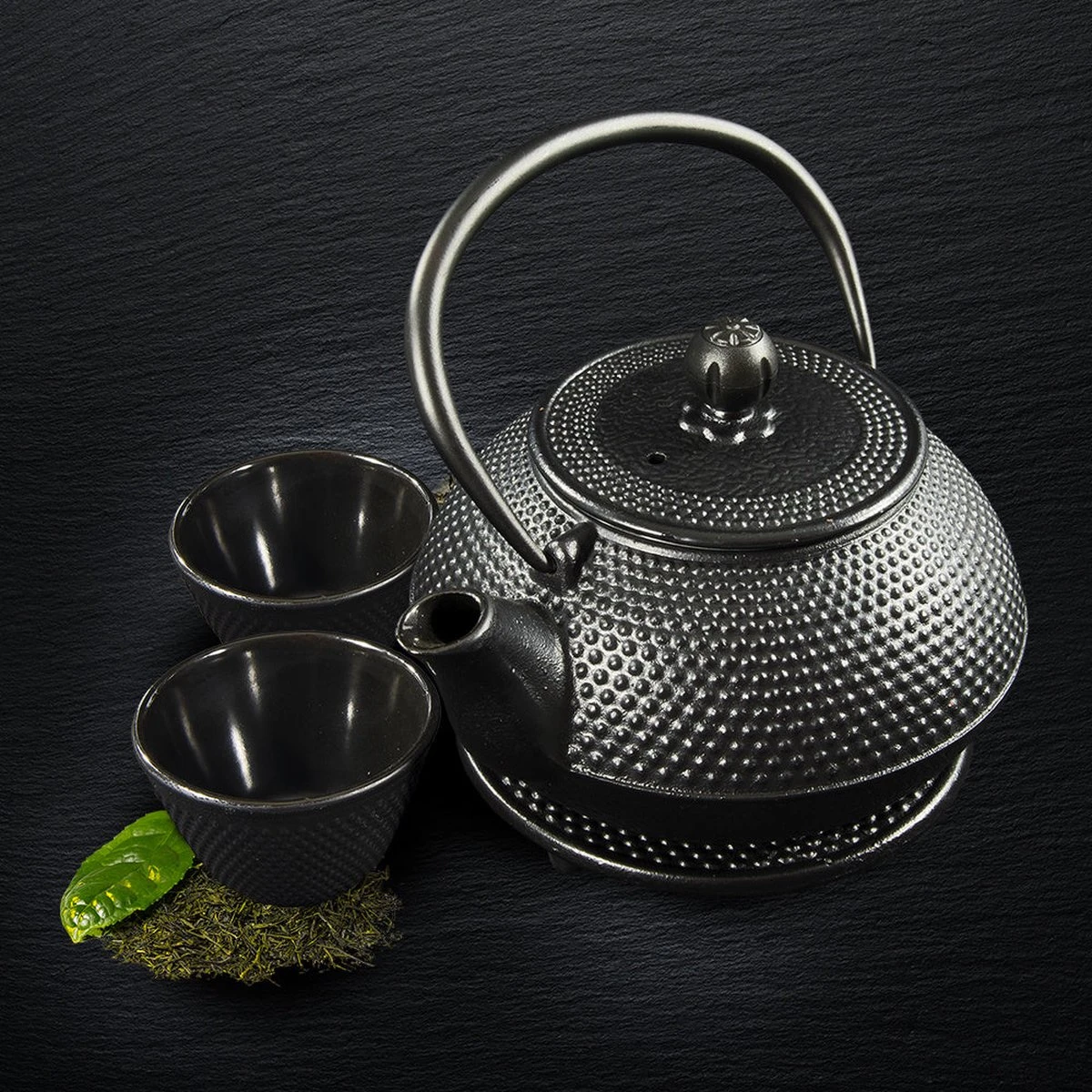 SakuraTea - Theepot Set - 4-delig - Gietijzer - Zwart - 0.8L - 2 Kopjes (100ml) 2 SakuraTea - Theepot Set - 4-delig - Gietijzer - Zwart - 0.8L - 2 Kopjes (100ml) - Image 2