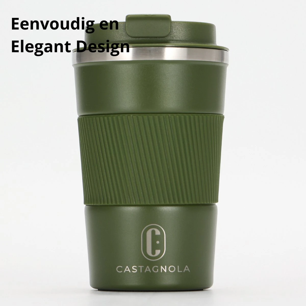 Castagnola Design RVS Koffiebeker To Go - Groen - 380ml - Thermosbeker - Theebeker 2 Castagnola Design RVS Koffiebeker To Go - Groen - 380ml - Thermosbeker - Theebeker - Image 2