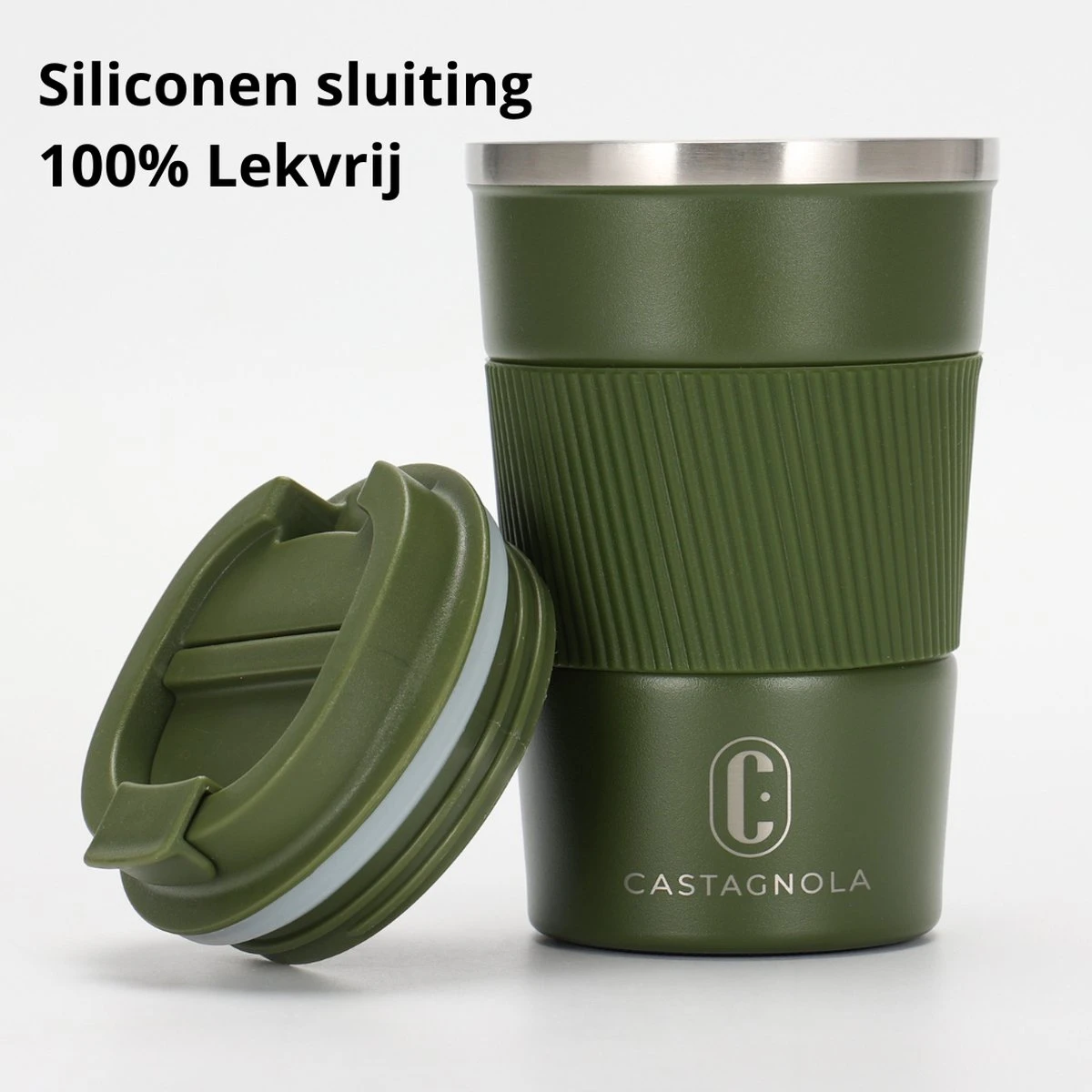 Castagnola Design RVS Koffiebeker To Go - Groen - 380ml - Thermosbeker - Theebeker 3 Castagnola Design RVS Koffiebeker To Go - Groen - 380ml - Thermosbeker - Theebeker - Image 3