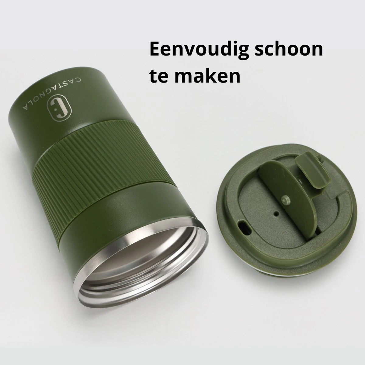 Castagnola Design RVS Koffiebeker To Go - Groen - 380ml - Thermosbeker - Theebeker 8 Castagnola Design RVS Koffiebeker To Go - Groen - 380ml - Thermosbeker - Theebeker - Image 8