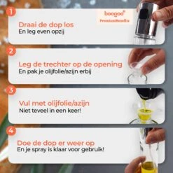 BooGoo® - RVS Olijfolie Sprayer Extreme Deluxe - Olijfolie Fles Verstuiver Voor Keuken - Oliespray - Oliefles - BBQ Accesoires - Olie Pomp Bakspray - Cooking Spray 21 BooGoo® - RVS Olijfolie Sprayer Extreme Deluxe - Olijfolie Fles Verstuiver Voor Keuken - Oliespray - Oliefles - BBQ Accesoires - Olie Pomp Bakspray - Cooking Spray -Beste Keuken Serie Winkel 1200x1200 717