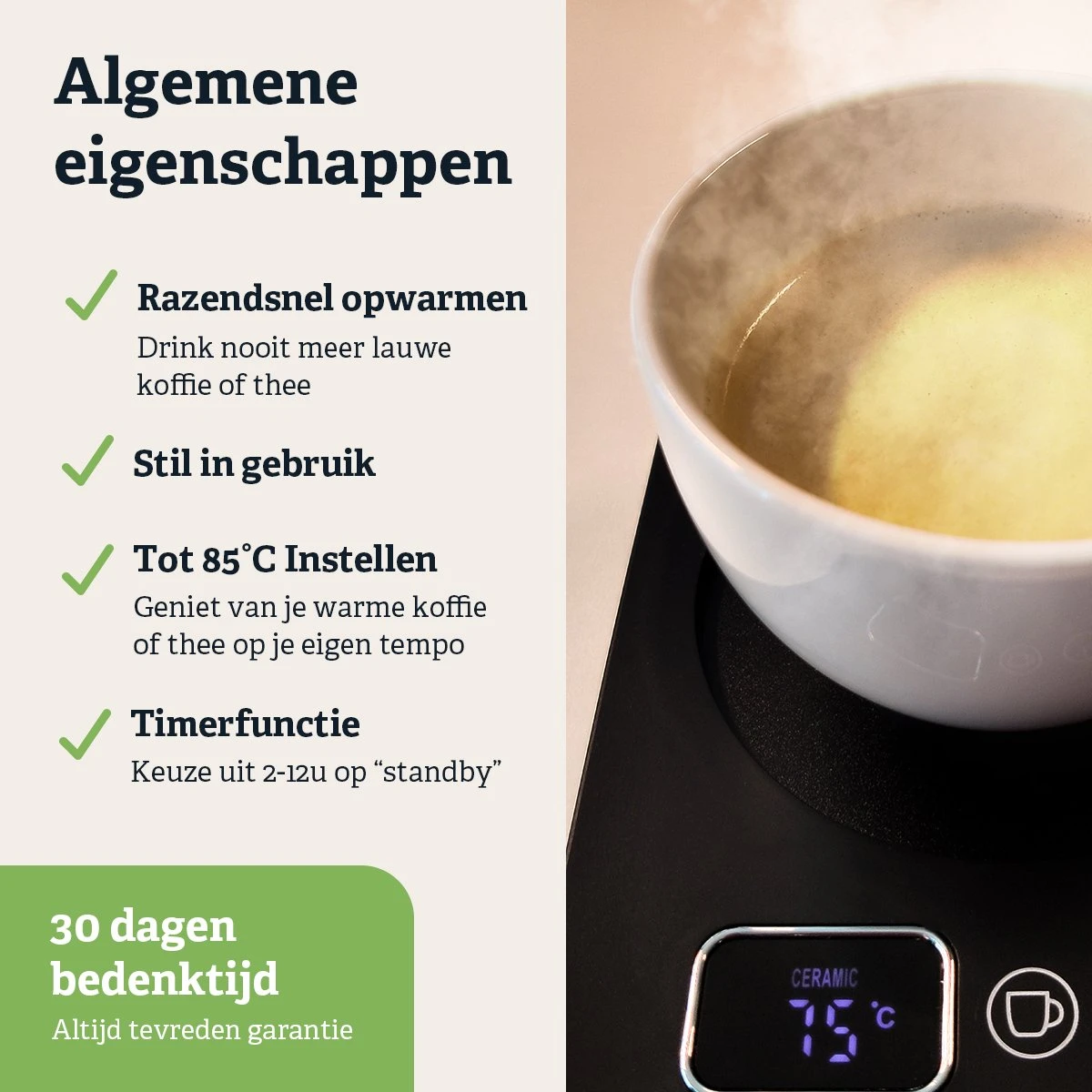Shutterlight Verwarmde Onderzetter – Tot 85°C – 9 Standen – Timer – Warmhoudplaat Voor Mok Thee & Koffie – Mug Heating Plate – Cup Warmer 3 Shutterlight Verwarmde Onderzetter – Tot 85°C – 9 Standen – Timer – Warmhoudplaat Voor Mok Thee & Koffie – Mug Heating Plate – Cup Warmer - Image 3
